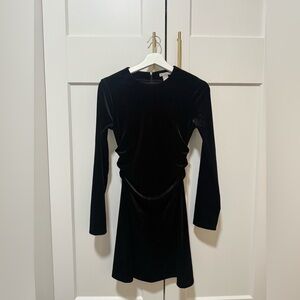 H&M Black Long Sleeve Velvet Dress